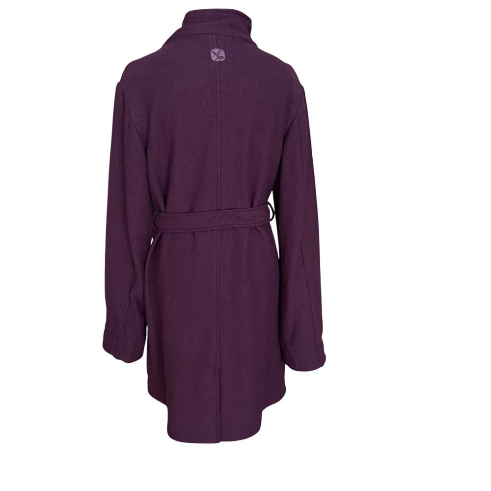 Purple Zippered Wool Blend Coat With Belt & Pockets Womens - Picture 4 of 8